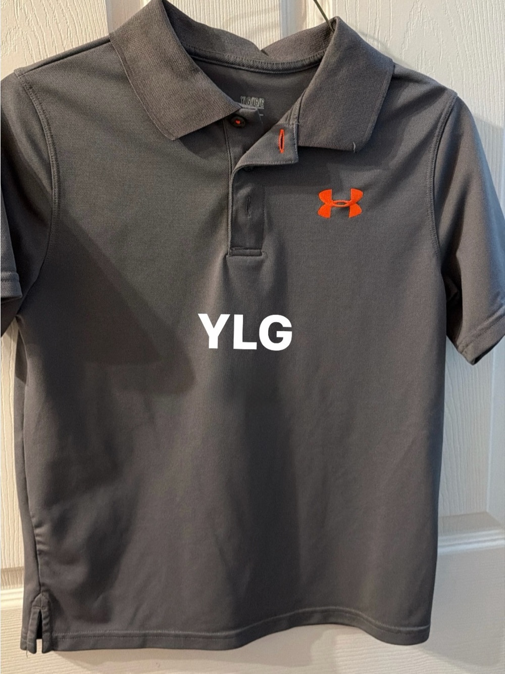 Under Armour Charcoal Gray Polo with Orange Logo - YLG
